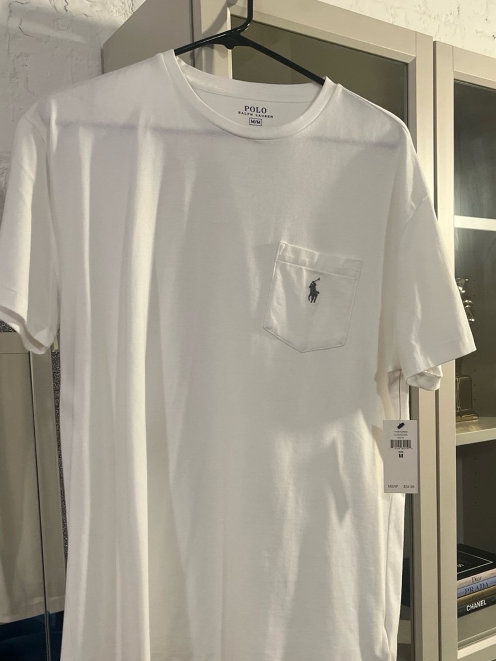 Classic White Short-Sleeve Pocket Tee with Polo Logo